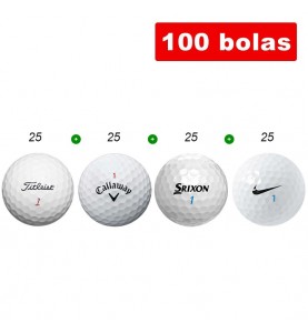 100 bolas de golf en Grado A - Titleist, Callaway, Srixon y Nike